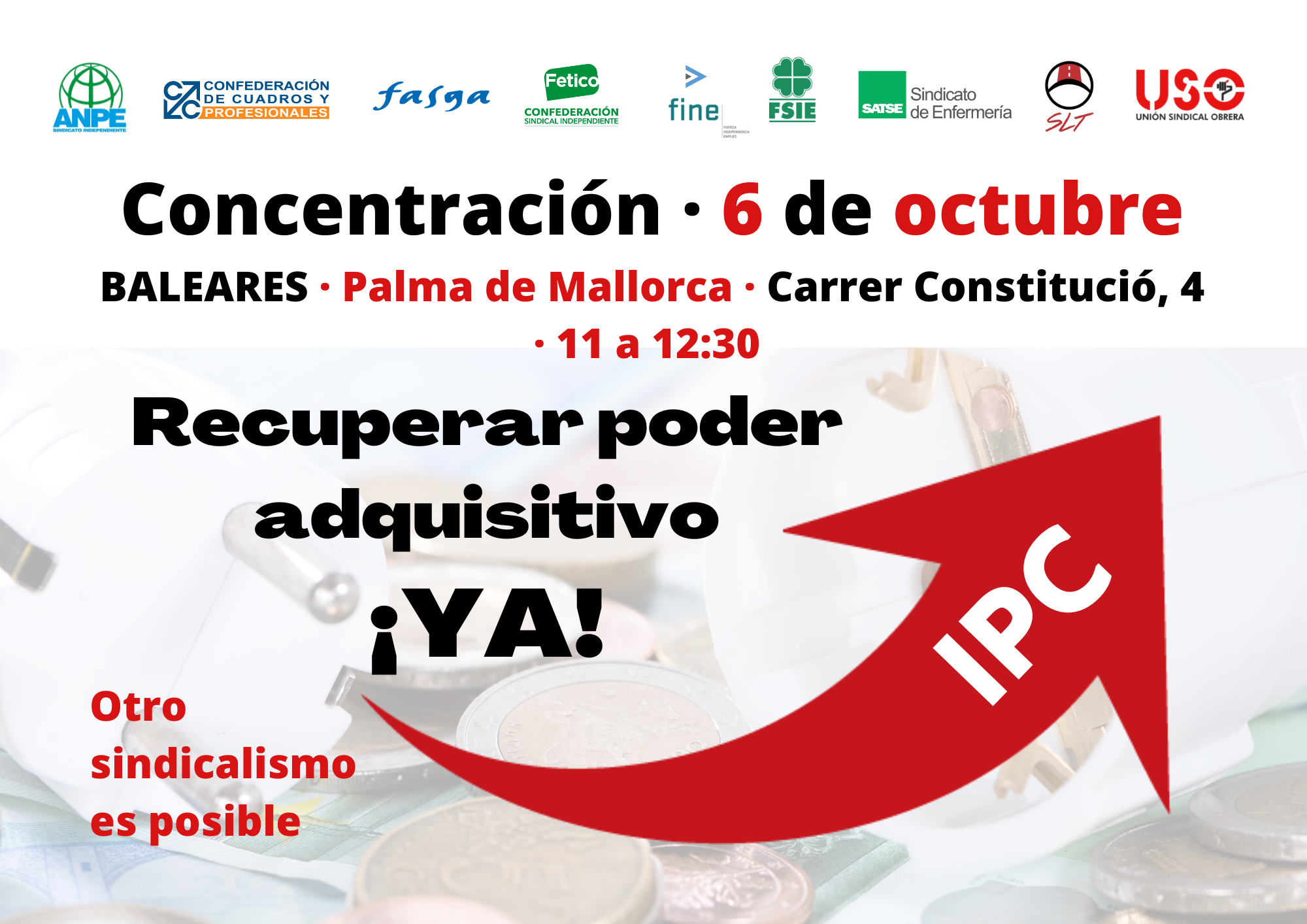 Octubre será mes de movilización sindical. El día 6, primera fecha en las calles de Palma